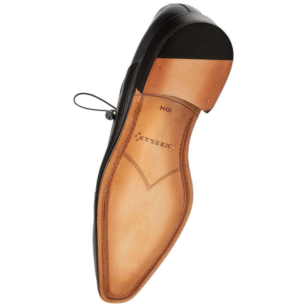 Mezlan Nord Burnished Calfskin Black Wing Tip Oxford Brogue Dress Shoe