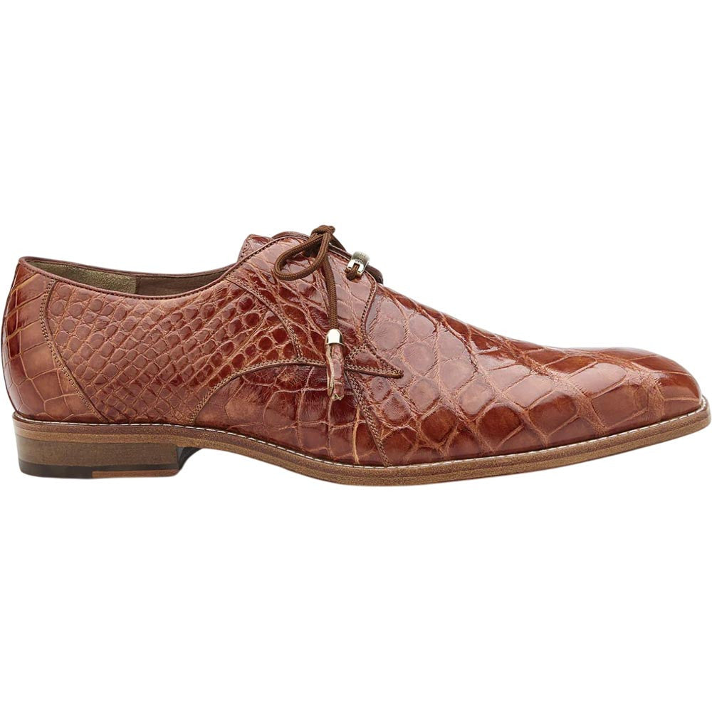 Belvedere Lago Men's Cognac Genuine American Alligator Skin Lace Up Shoes