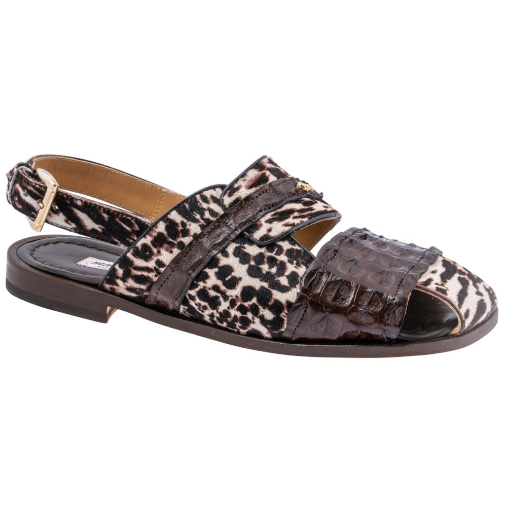 MAURI Shoes Men’s Bali Sandal Sport Rust White Hornback & Pony Leather Luxury Sandals