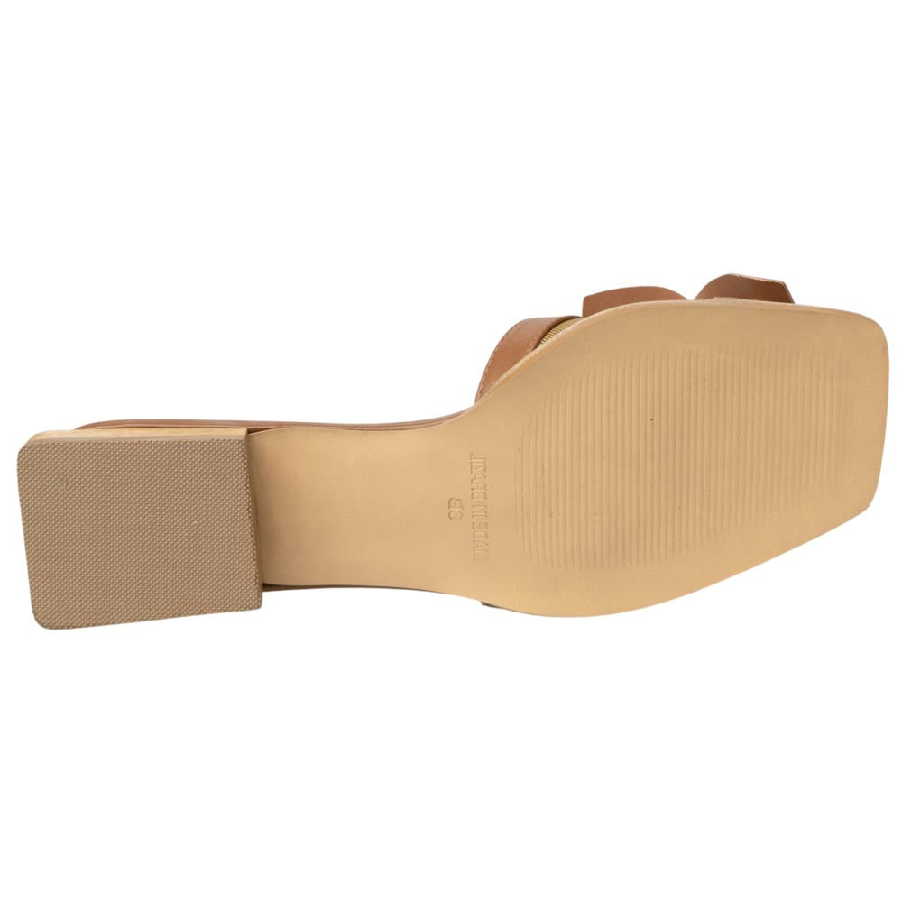Lady Couture Women's Blossom Brown Leather Slide Sandals