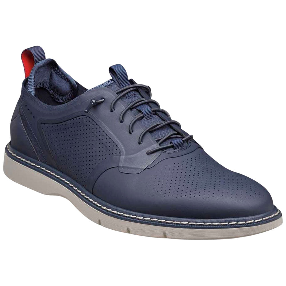 Stacy Adams SYNCHRO Navy Blue Plain Toe Elastic Lace Up Shoes