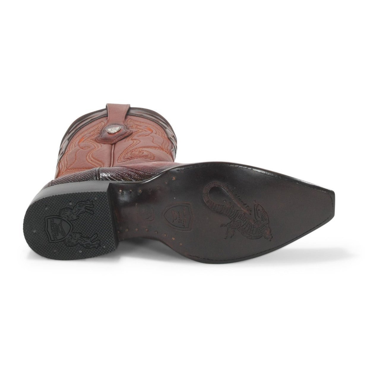 Wild West Cognac Teju Lizard Snip Toe Boots - shoeclassix.com