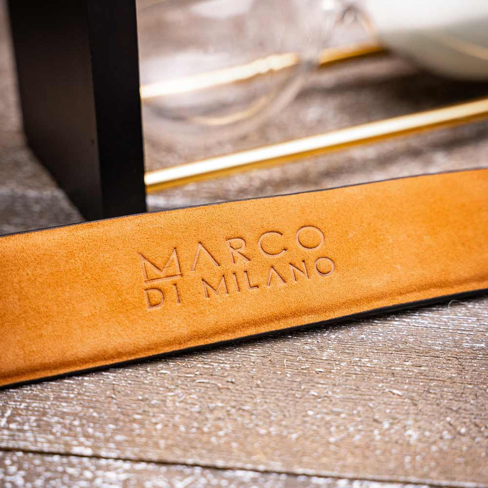 Riccardo Genuine Caiman Fuscus-Belly Black Belt with a Chrome Buckle | Marco Di Milano Exotic Belt