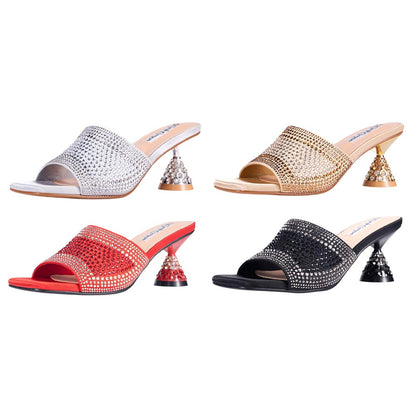 Lady Couture Fontana Women's Red Block Heel Wide Vamp Mules