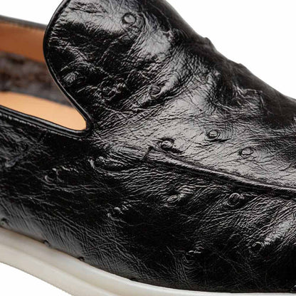 Mezlan of Spain Men’s Marmi Ostrich Flex Black Round Toe Casual Moccasin Loafer