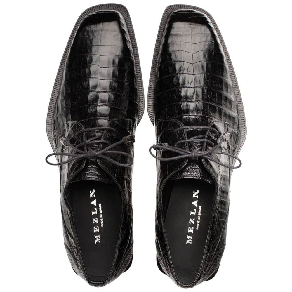 Mezlan of Spain Ugo Genuine Crocodile Skin Lace Up Dress Shoes in Black