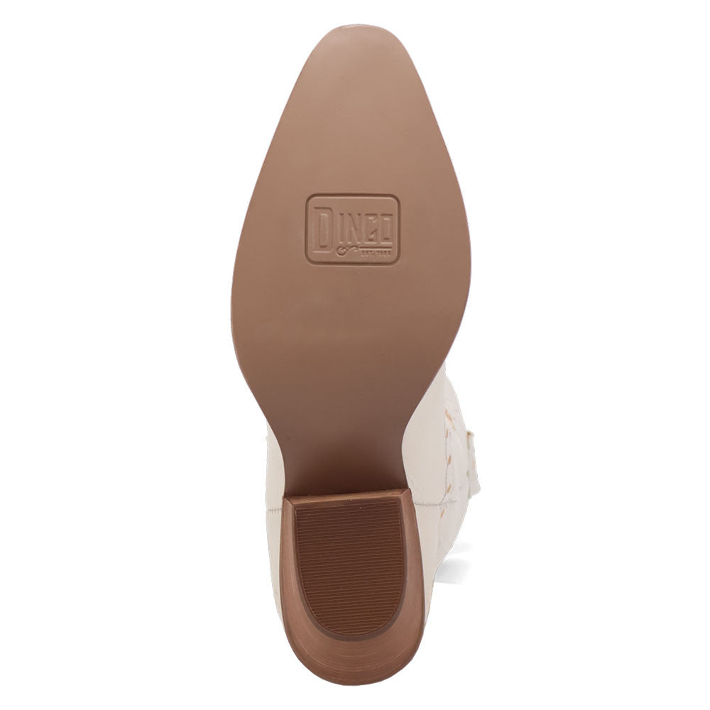 Dingo Full Bloom Floral White Leather Snip Toe Western Cowgirl (USA Women Size)