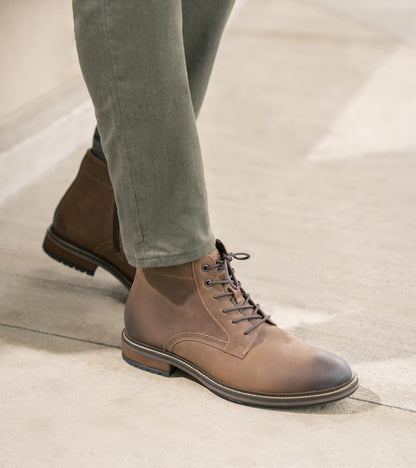 Florsheim Forge Brown CH Smooth Leather Plain Toe Lace Up Boots (US Men Size)