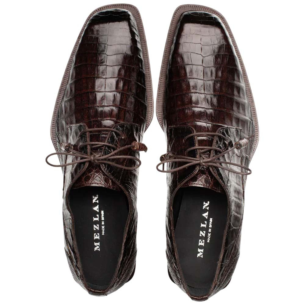 Mezlan of Spain Ugo Genuine Crocodile Skin Lace Up Dress Shoes in Brown
