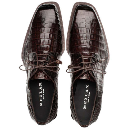 Mezlan of Spain Ugo Genuine Crocodile Skin Lace Up Dress Shoes in Brown