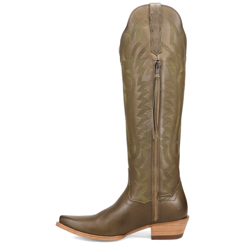 Dan Post Heartland Olive Leather Snip Toe Zipper Western Cowgirl Boots