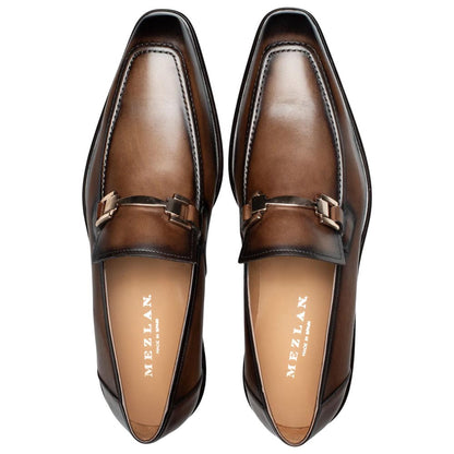 MEZLAN Men's Hand Burnished Patina Calfskin Chocolate Loafer Barsotti