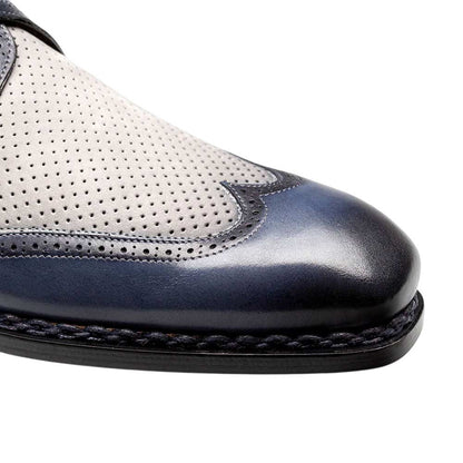 Mezlan Men's Wingtip Monk Strap Spectator Blue/Grey Two-Tone Dress Shoes