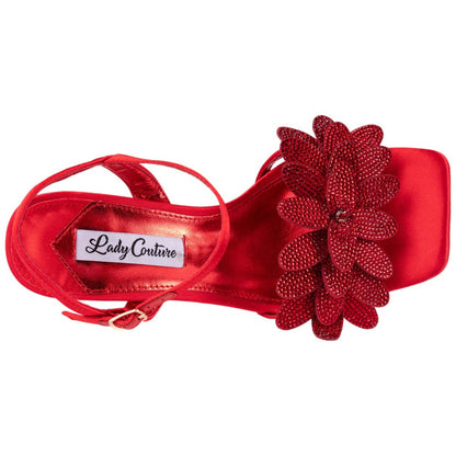 Lady Couture Lust Red Rhinestone Strappy Slingback Heels