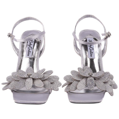Lady Couture Lust Silver Rhinestone Petal Slingback Heels
