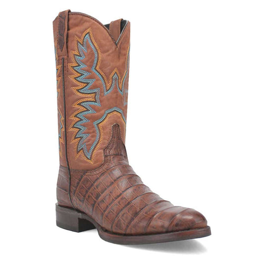 Dingo TrailBoss Brown Crocodile Print Round Toe Western Cowboy Boot(US Men Size)