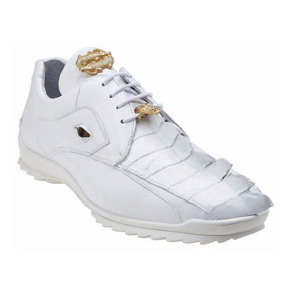 Belvedere Vasco Men's White Hornback Crocodile & Soft Calf Sneaker