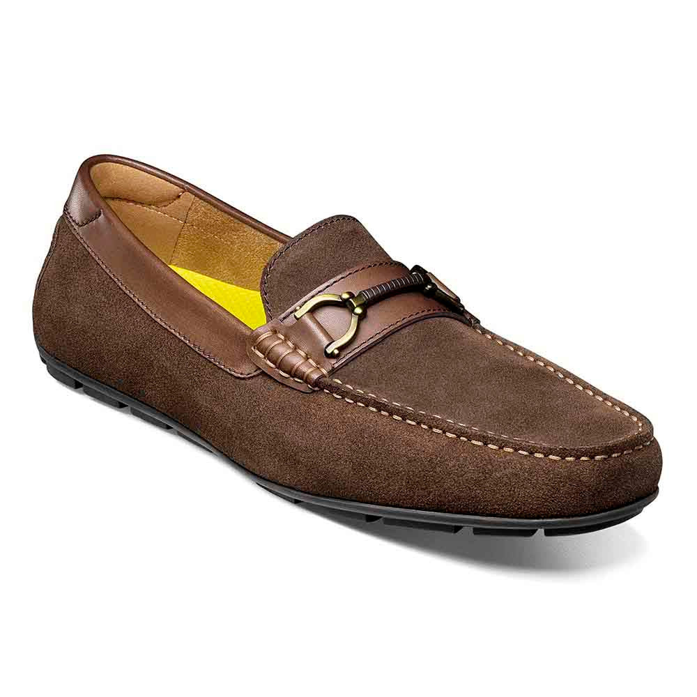 Florsheim Motor Brown CH Suede Leather Moc Toe Bit Driving Shoes (USA Men Size)