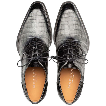 Mezlan of Spain Westside Two-Tone Genuine Crocodile Skin Oxford Dress Shoes in Grey/Black