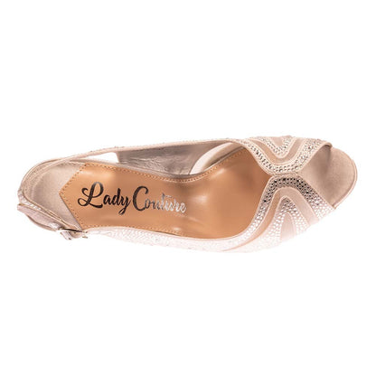 Lady Couture ADORE New Silver Mid Heel Rhinestone Slingback