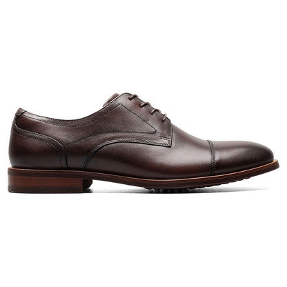 Florsheim Rucci Brown Smooth Leather Cap Toe Derby Dress Shoes (USA Men Size)