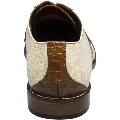 Stacy Adams Tristano Tan Multi Exotic Print Leather Bike Toe Derby (US Men Size)