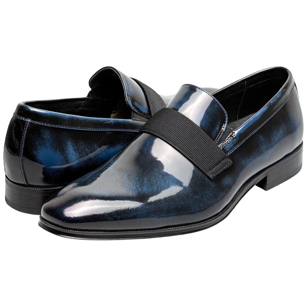 Florsheim Men's High Gloss Patent Leather Strap Navy Loafer Tux