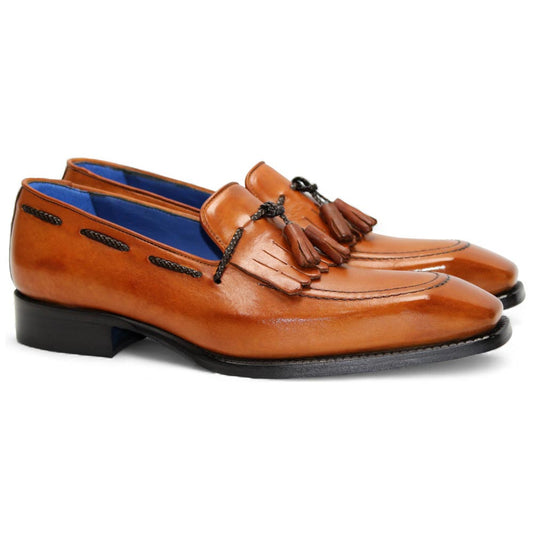 EMILIO FRANCO Tommaso Gold Calf-Skin Leather Loafers