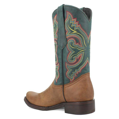 Dingo True Grit Tan/Green Leather Snoot Toe Western Cowboy Boots (USA Men Size)