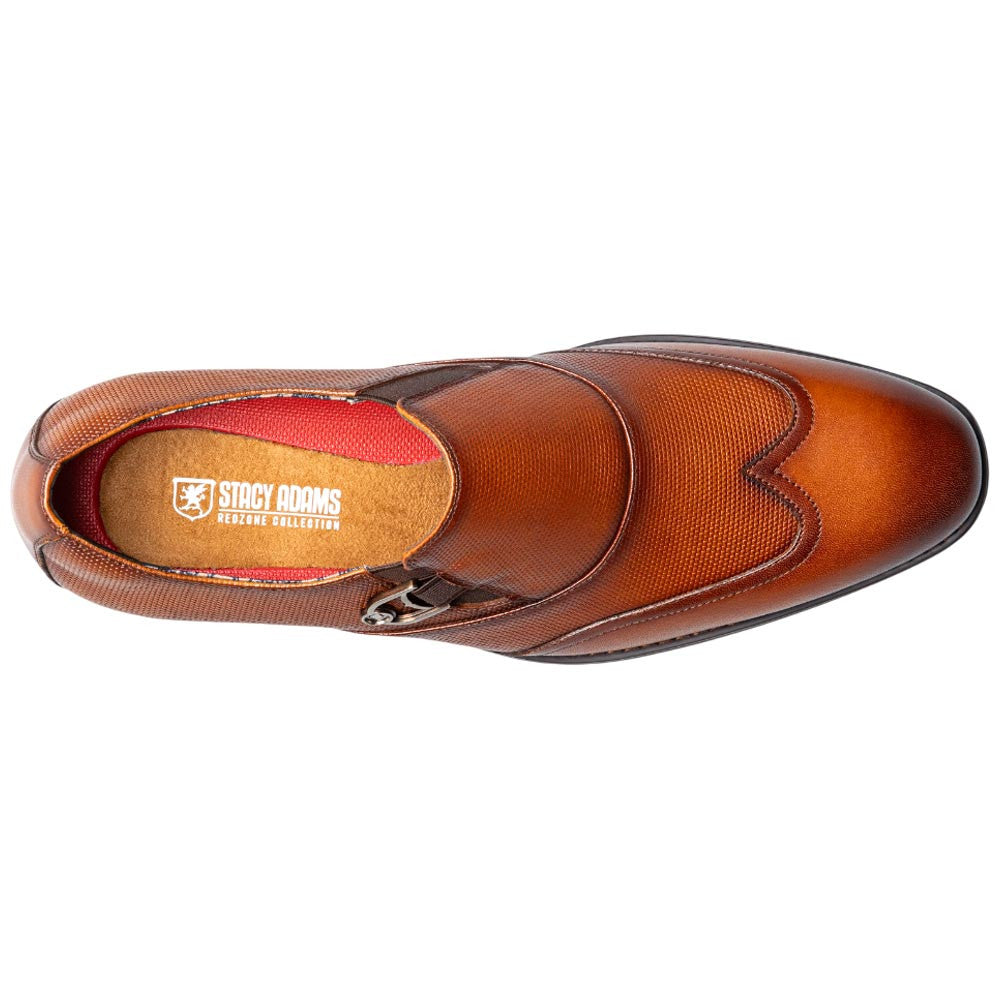 Stacy Adams Lockwood Wingtip Ornament Cognac Slip On Dress Shoes for Men