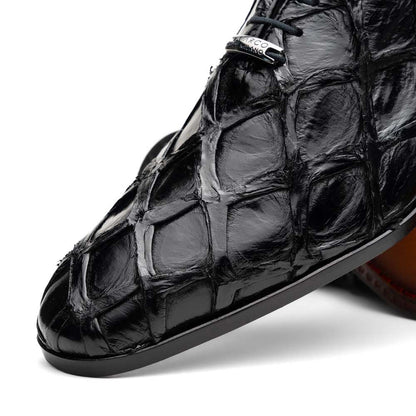 Marco Di Milano Olivieri Genuine Pirarucu Skin Black Tassel Oxford Shoes