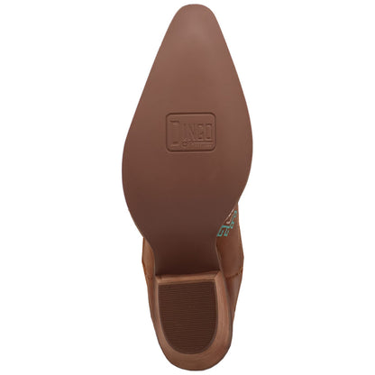 Tequila Sunrise Suede Brown with Turquoise Embroidered Fringe Snip Toe Women Boot | Dingo Western Cowgirl Boots