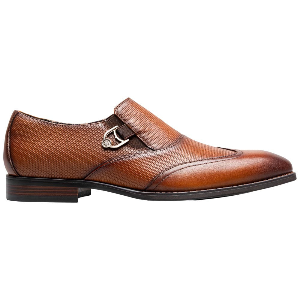 Stacy Adams Lockwood Wingtip Ornament Cognac Slip On Dress Shoes for Men