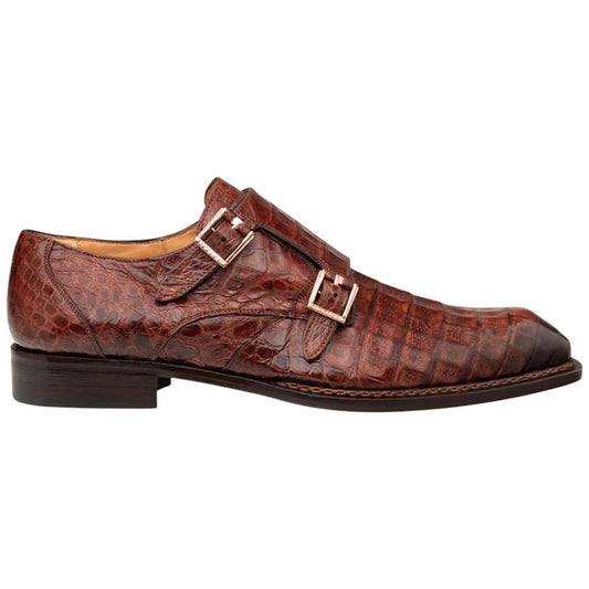 Mezlan of Spain Doyers Genuine Crocodile Skin Double Monk Strap Dress Shoes in Sport