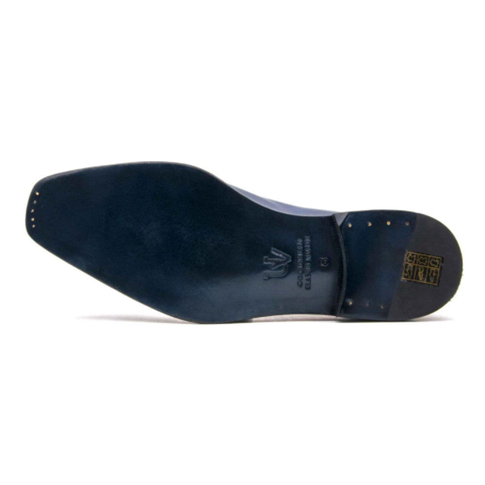 Ugo Vasare Eric Sapphire Blue Calfskin Leather Monk Strap Mens Slip On Loafer