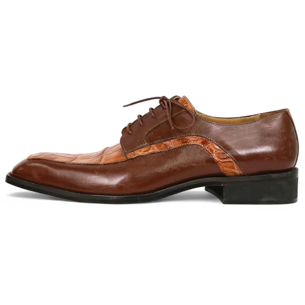 Mauri Arsenal Men's Gold Shoes Alligator / Calf-Skin Leather Lace-Up Derby Shoes
