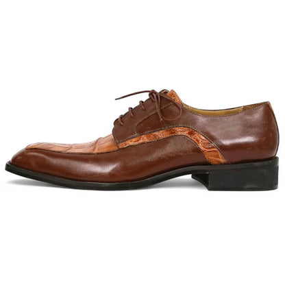 Mauri Arsenal Men's Gold Shoes Alligator / Calf-Skin Leather Lace-Up Derby Shoes