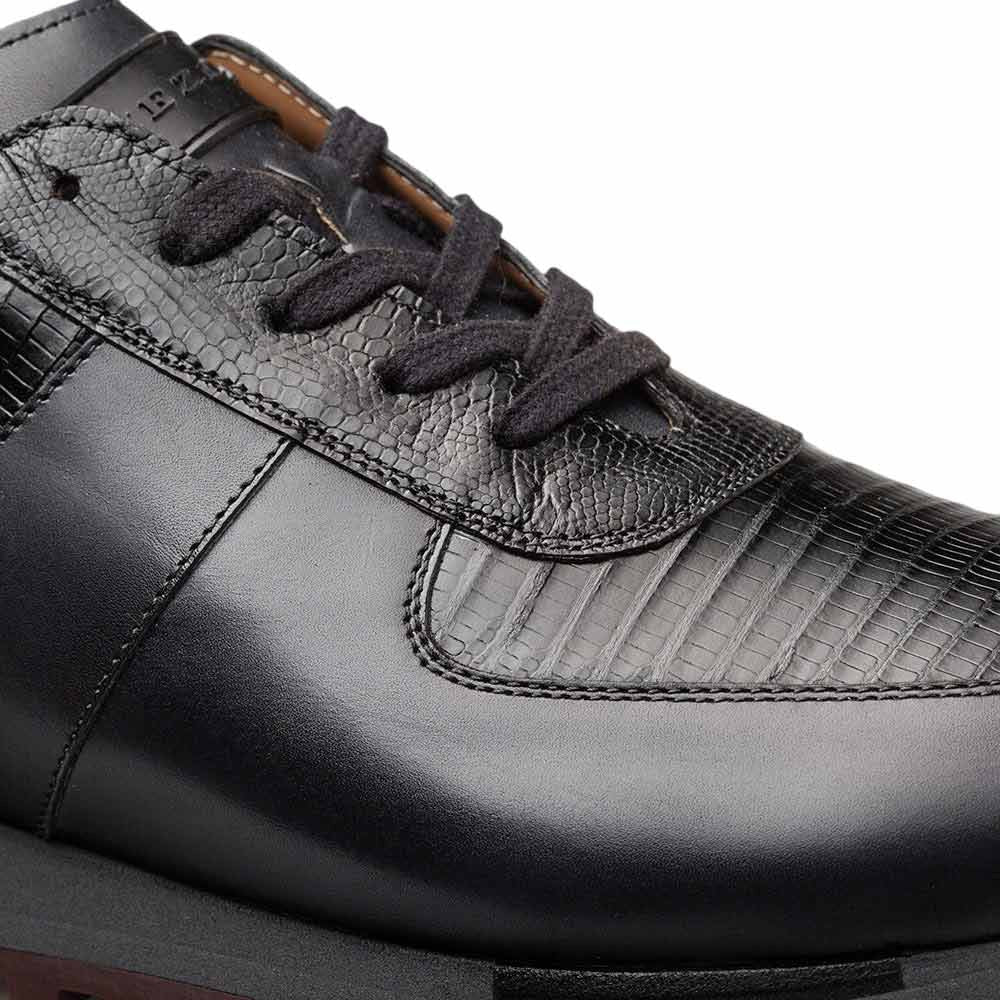 Mezlan Greenwich Genuine Lizard Skin Black Fashion Sneaker