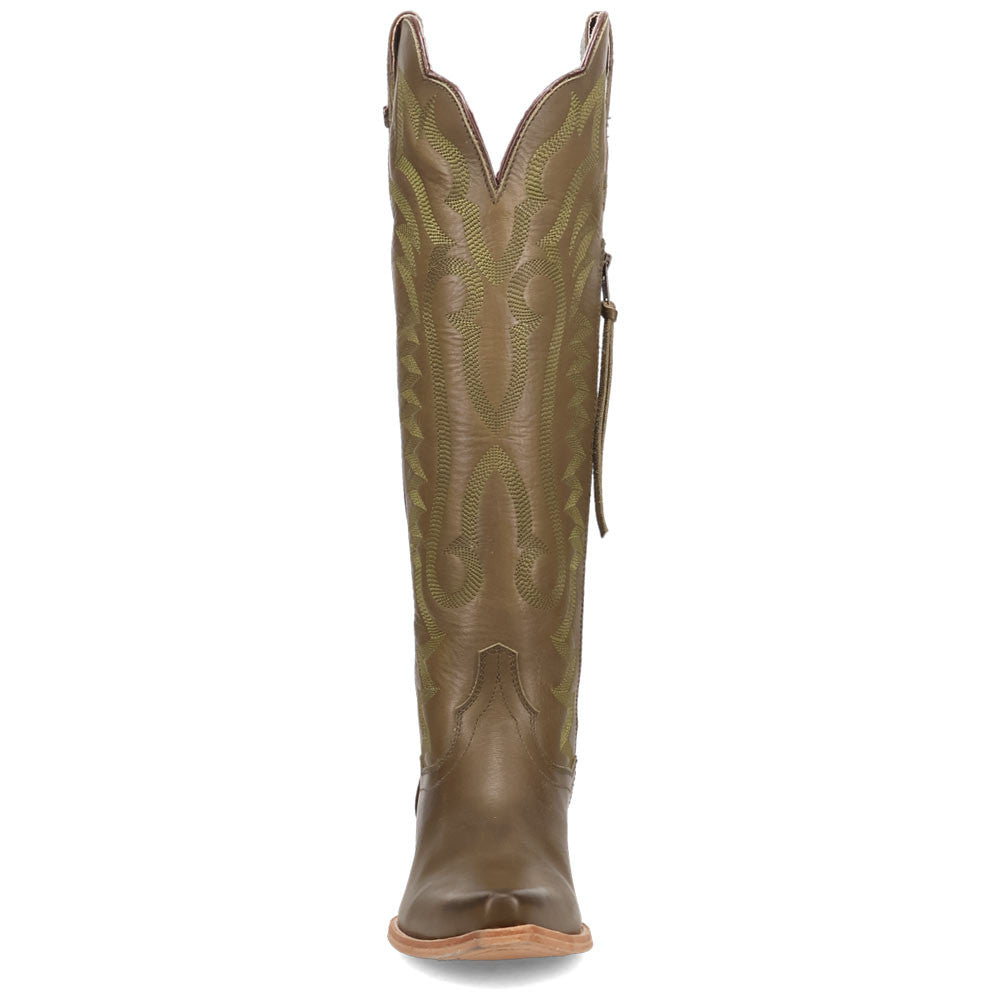 Dan Post Heartland Olive Leather Snip Toe Zipper Western Cowgirl Boots