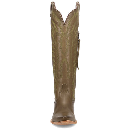 Dan Post Heartland Olive Leather Snip Toe Zipper Western Cowgirl Boots