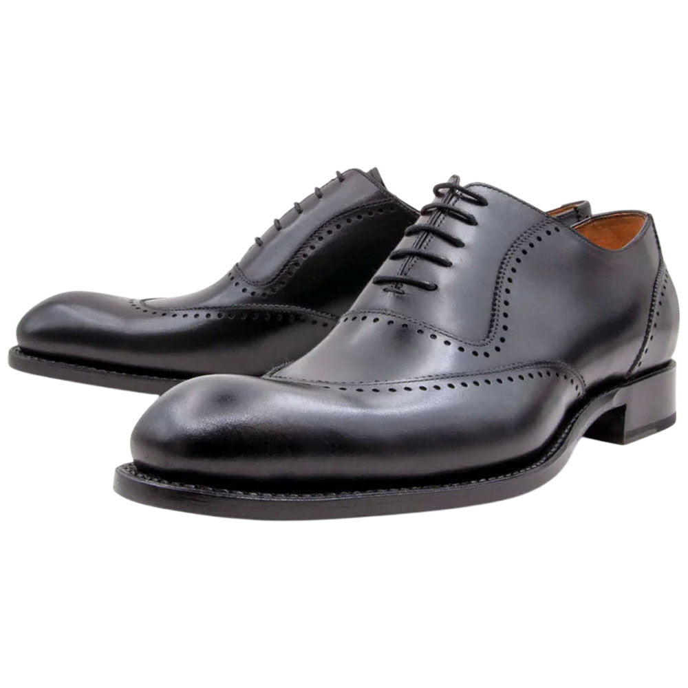 Ugo Vasare Charlton Goodyear Welt Wingtip Bubble Toe Black Dress Shoes
