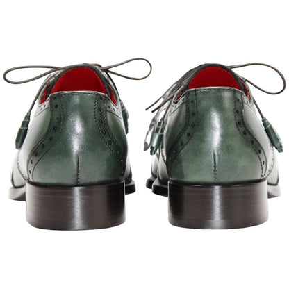 Fennix of Italy Genuine Alligator Skin JAX Green Trendy Derby Shoe (US Men Size)