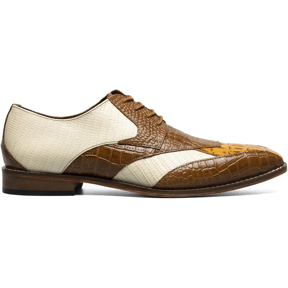 Stacy Adams Tristano Tan Multi Exotic Print Leather Bike Toe Derby (US Men Size)