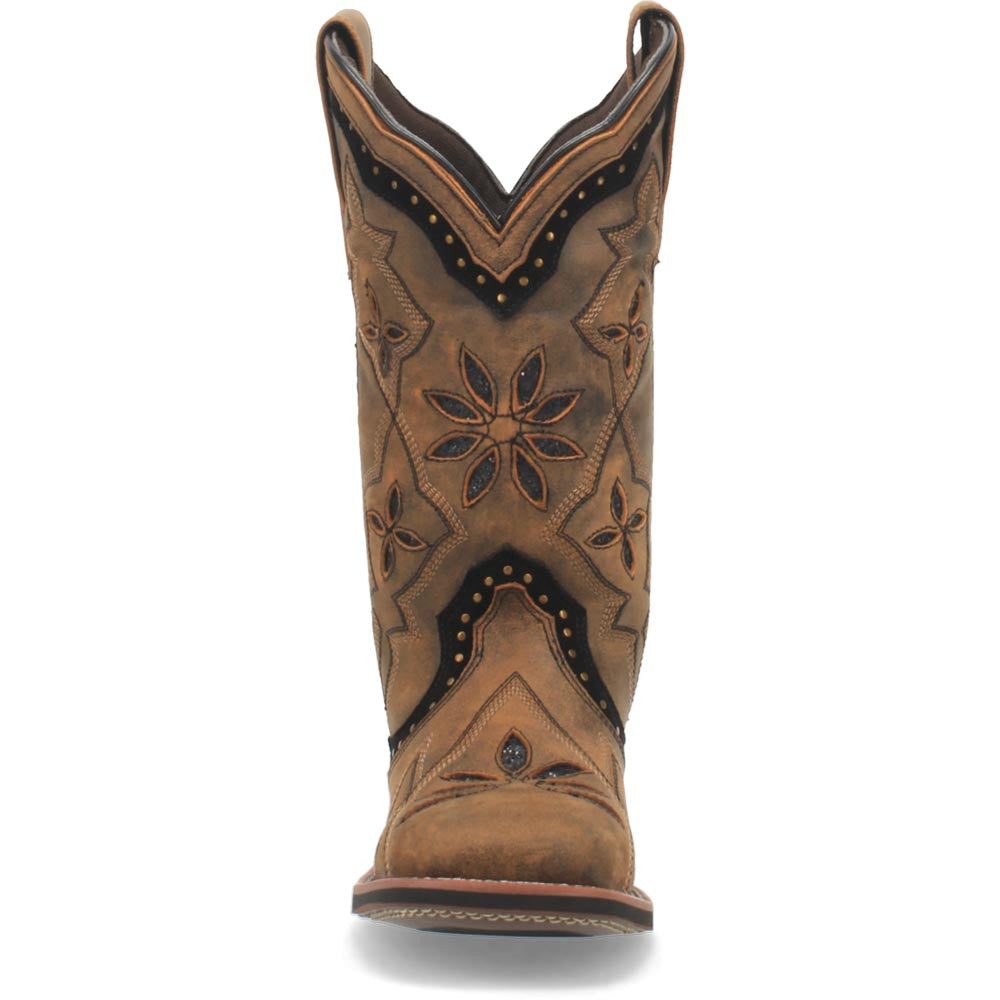 Laredo Bouquet Honey Leather Square Toe Western Cowgirl Boots (USA Women Size)