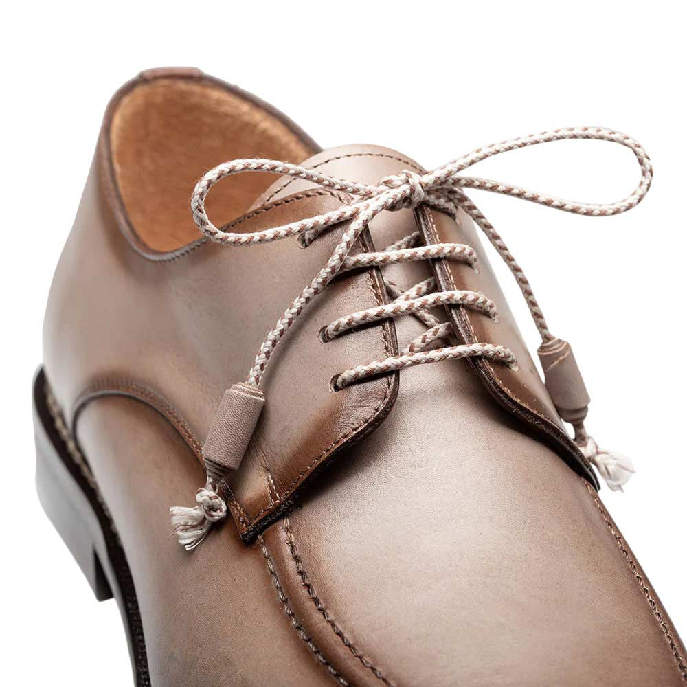 Mezlan Men’s Belmonte Hand-Burnished Patina Taupe Calfskin Dress Derby Shoes