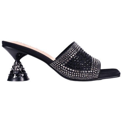 Lady Couture Fontana Women's Black Block Heel Wide Vamp Mules