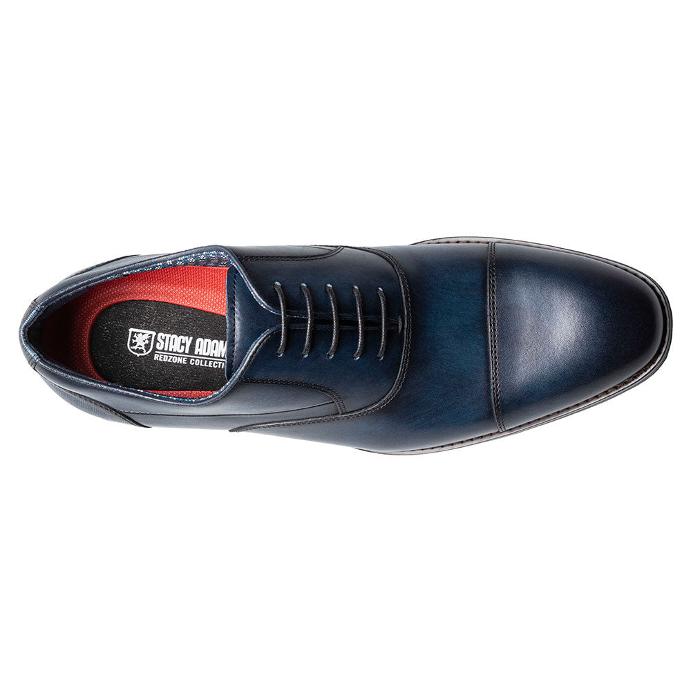 Stacy Adams Kallum Navy Burnished Leather Cap Toe Oxford Shoes (USA Men Size)