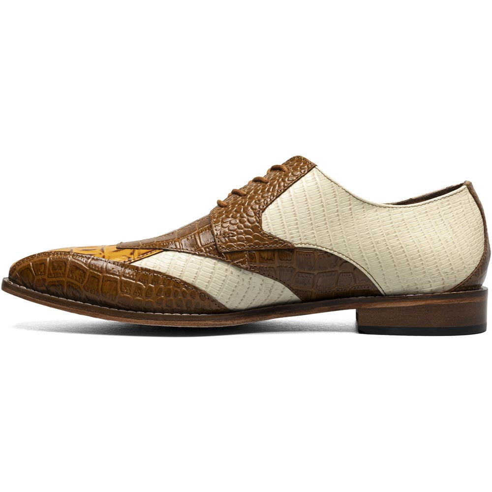 Stacy Adams Tristano Tan Multi Exotic Print Leather Bike Toe Derby (US Men Size)