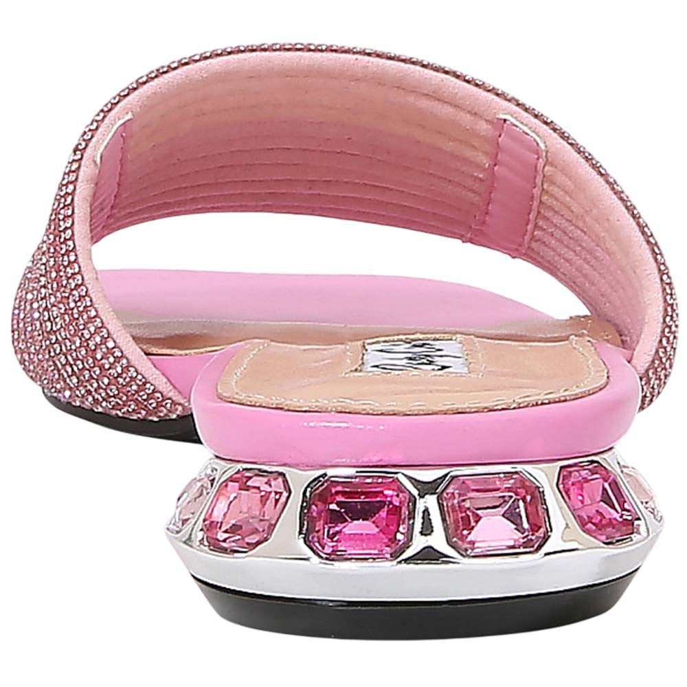 Lady Couture Amazing Women's Pink Multi Rhinestone Strap Slide Sandals