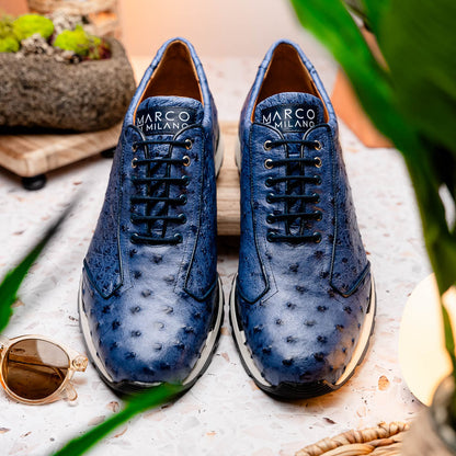 Marco Di Milano Scanno Antique Navy Ostrich Fashion Sneakers
